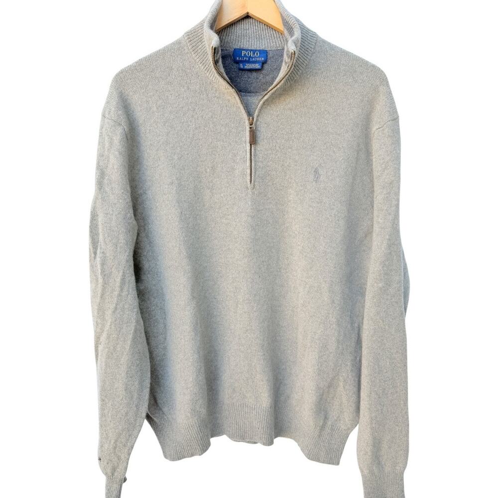 Polo Ralph Lauren Quarter Zip Sweater Mens XL Gray Pullover Knit